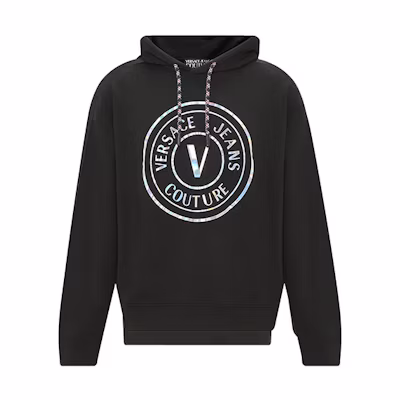 VERSACE JEANS COUTURE FW22 Black Logo Casual Sweatshirt. 73GAIG07-CF00G-0899