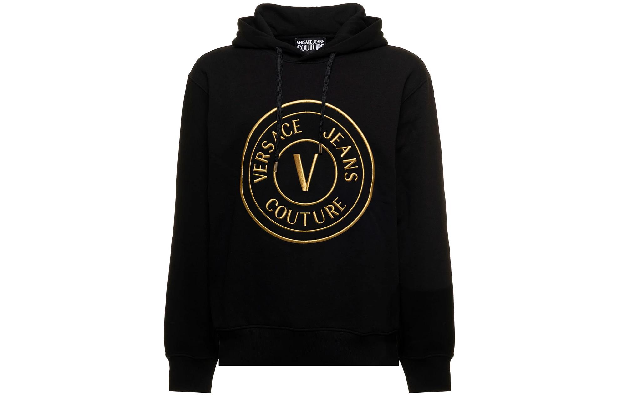 VERSACE JEANS COUTURE FW22  Black Logo Embroidered Loose Sweatshirt 73GAIT05-CF00T-G89