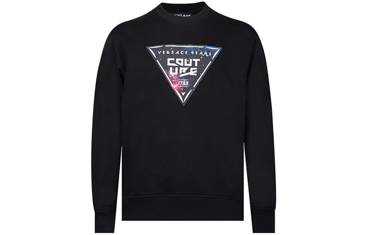 VERSACE JEANS COUTURE FW22  Black Pullover Sweatshirt with Logo Print 73GAIF07-CF03F-899