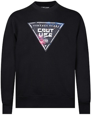 VERSACE JEANS COUTURE FW22 Black Pullover Sweatshirt with Logo Print 73GAIF07-CF03F-899 Order VERSACE JEANS COUTURE FW22 Black Pullover Sweatshirt with Logo Print 73GAIF07-CF03F-899