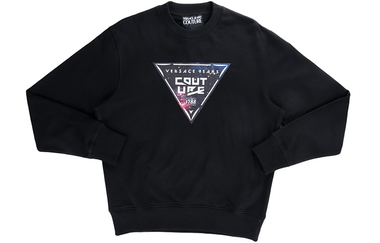 Details for VERSACE JEANS COUTURE FW22  Black Pullover Sweatshirt with Logo Print 73GAIF07-CF03F-899
