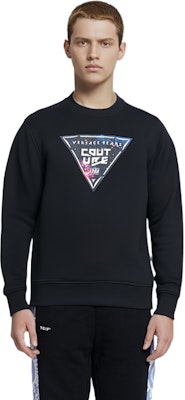 VERSACE JEANS COUTURE FW22 Black Pullover Sweatshirt with Logo Print 73GAIF07-CF03F-899 Cheap VERSACE JEANS COUTURE FW22 Black Pullover Sweatshirt with Logo Print 73GAIF07-CF03F-899