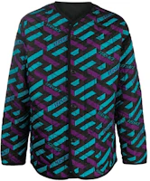 VERSACE JEANS COUTURE FW22 Blue Reversible La Greca Logo Print Jacket 1006663-1A04934-5G320 VERSACE JEANS COUTURE FW22 Blue Reversible La Greca Logo Print Jacket 1006663-1A04934-5G320