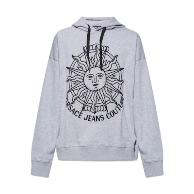 VERSACE JEANS COUTURE FW22 Grey Logo Embroidered Cotton Sweatshirt. 72GAIT11-CF01T-802