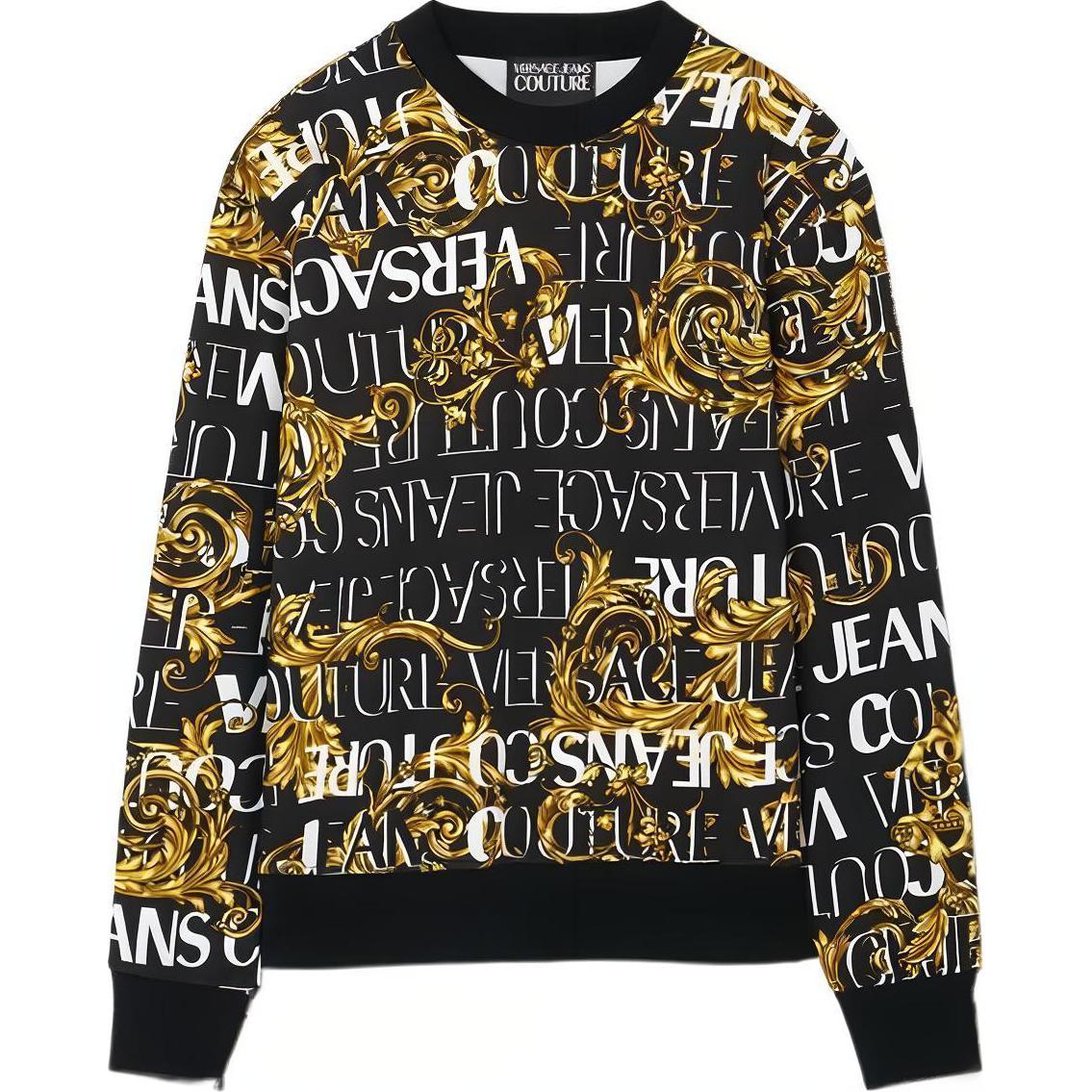 VERSACE JEANS COUTURE FW22 All-Over Logo Print Crewneck Sweatshirt Black . E73GAI3R0-EFS041-EG89