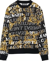 VERSACE JEANS COUTURE FW22 All-Over Logo Print Crewneck Sweatshirt Black . E73GAI3R0-EFS041-EG89 VERSACE JEANS COUTURE FW22 All-Over Logo Print Crewneck Sweatshirt Black . E73GAI3R0-EFS041-EG89