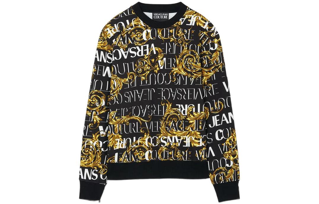 Order VERSACE JEANS COUTURE FW22 Baju Sweatshirt Logo Hitam Lelaki. E73GAI3R0-EFS041-EG89