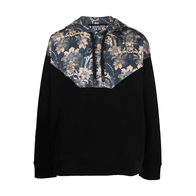 VERSACE JEANS COUTURE FW22 Baroque Print Drawstring Hoodie Men Black. 73GAI318-FS043-259