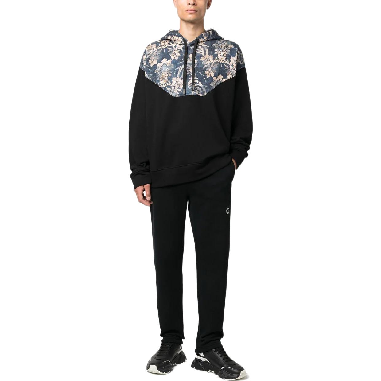 Shop VERSACE JEANS COUTURE FW22 Baroque Print Drawstring Hoodie Men Black. 73GAI318-FS043-259