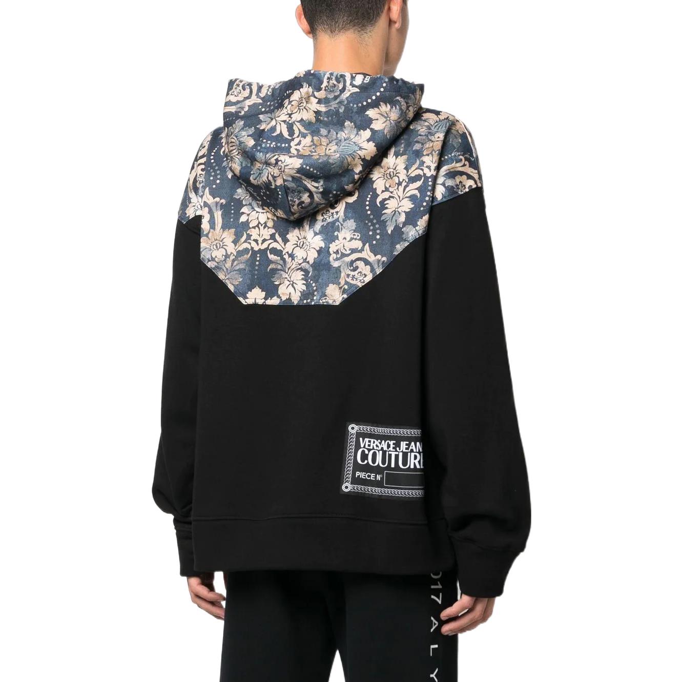 Purchase VERSACE JEANS COUTURE FW22 Baroque Print Drawstring Hoodie Men Black. 73GAI318-FS043-259