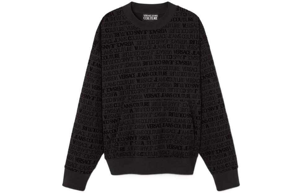 Order 베르사체 진스 쿠튀르 FW22 블랙 로고 크루넥 풀오버 스웻셔츠. E73GAI310-EFS045_E899