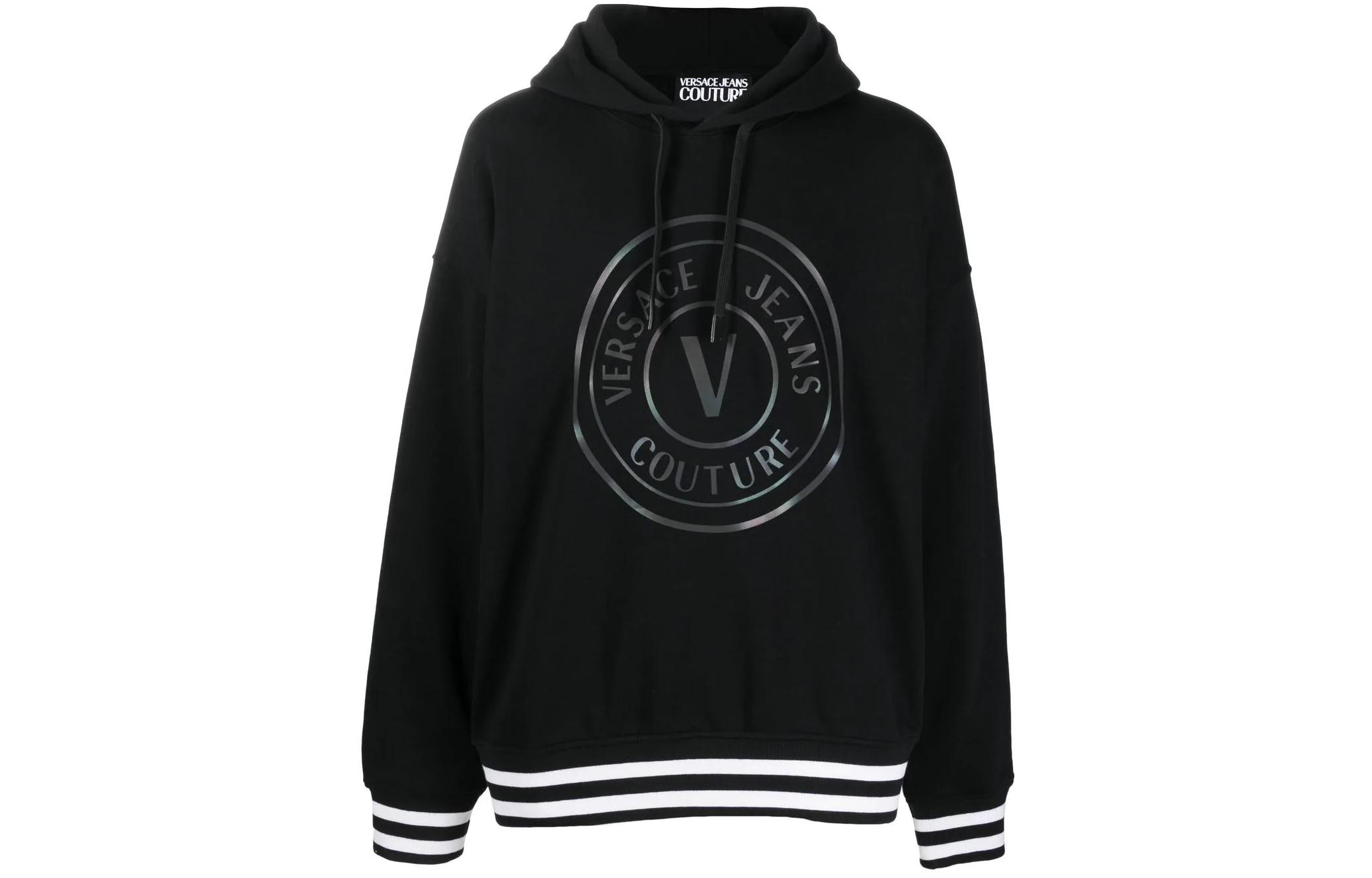 VERSACE JEANS COUTURE FW22 Black Logo Hoodie Unisex 73GAIG0-1CF00-G899