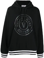 VERSACE JEANS COUTURE FW22 Black Logo Hoodie Unisex 73GAIG0-1CF00-G899 VERSACE JEANS COUTURE FW22 Black Logo Hoodie Unisex 73GAIG0-1CF00-G899