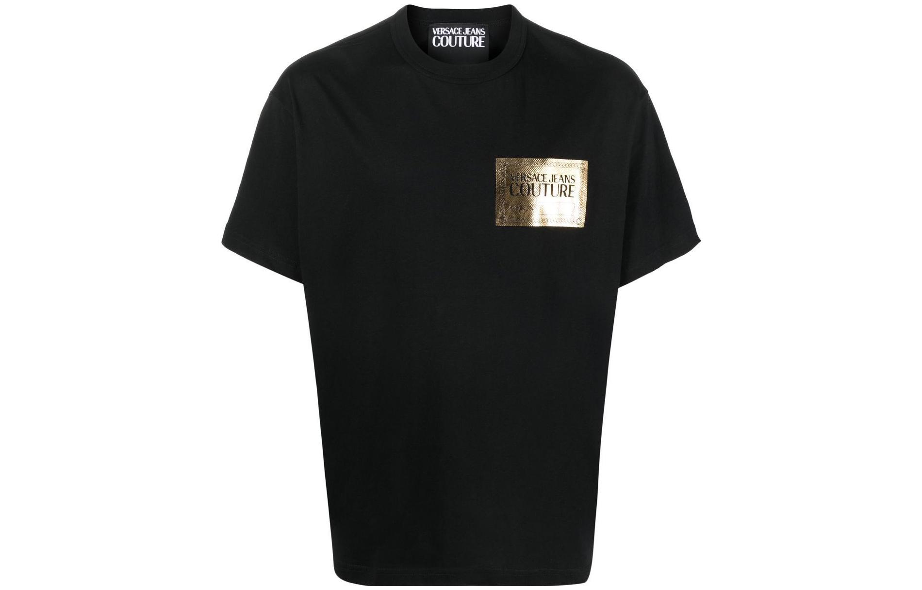 VERSACE JEANS COUTURE FW22 Black Logo Patch Crewneck T-Shirt Men 73GAHG-06CJ0-0GG89 圖 2