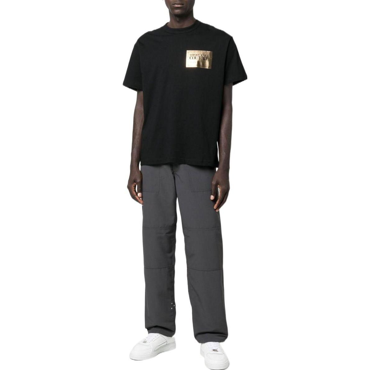 VERSACE JEANS COUTURE FW22 Black Logo Patch Crewneck T-Shirt Men 73GAHG-06CJ0-0GG89 圖 3