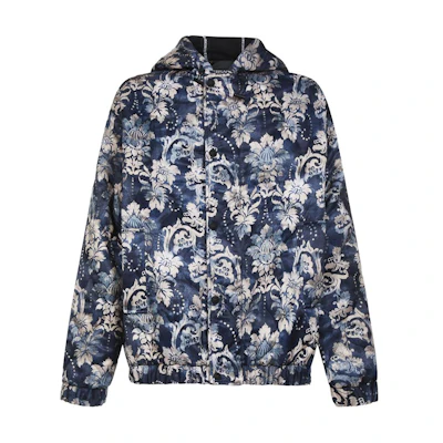 VERSACE JEANS COUTURE FW22 Floral Print Hooded Jacket Blue Men’s. 73GAS401-NH005-259
