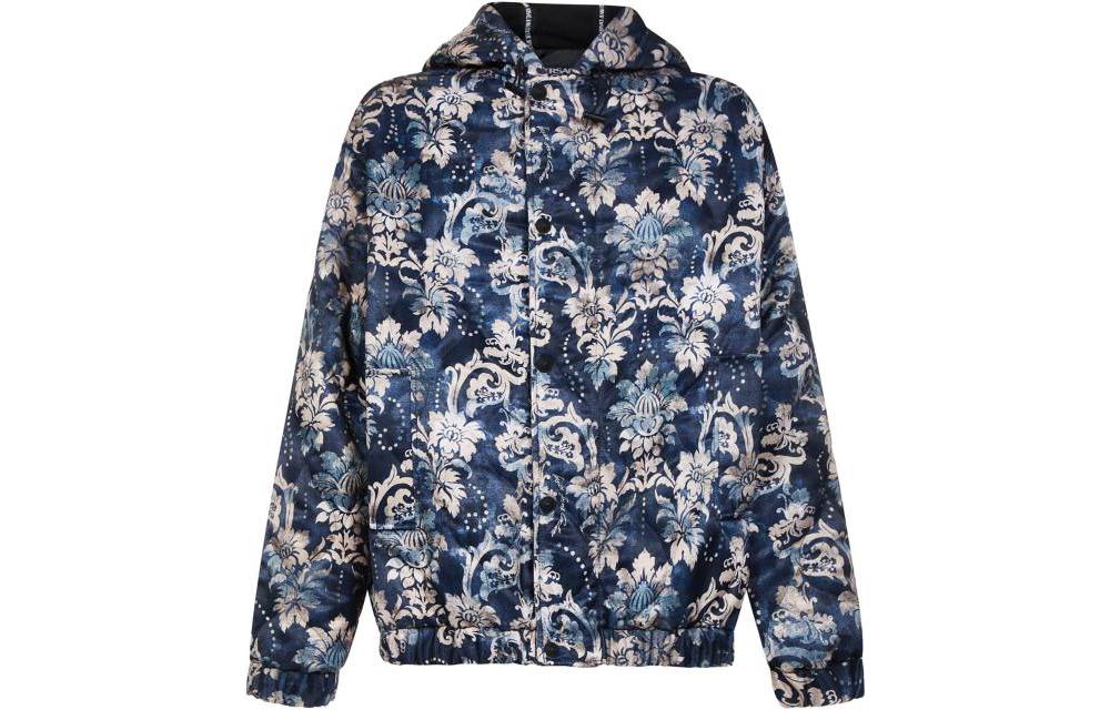 Order VERSACE JEANS COUTURE FW22 Floral Print Hooded Jacket Blue Men’s. 73GAS401-NH005-259