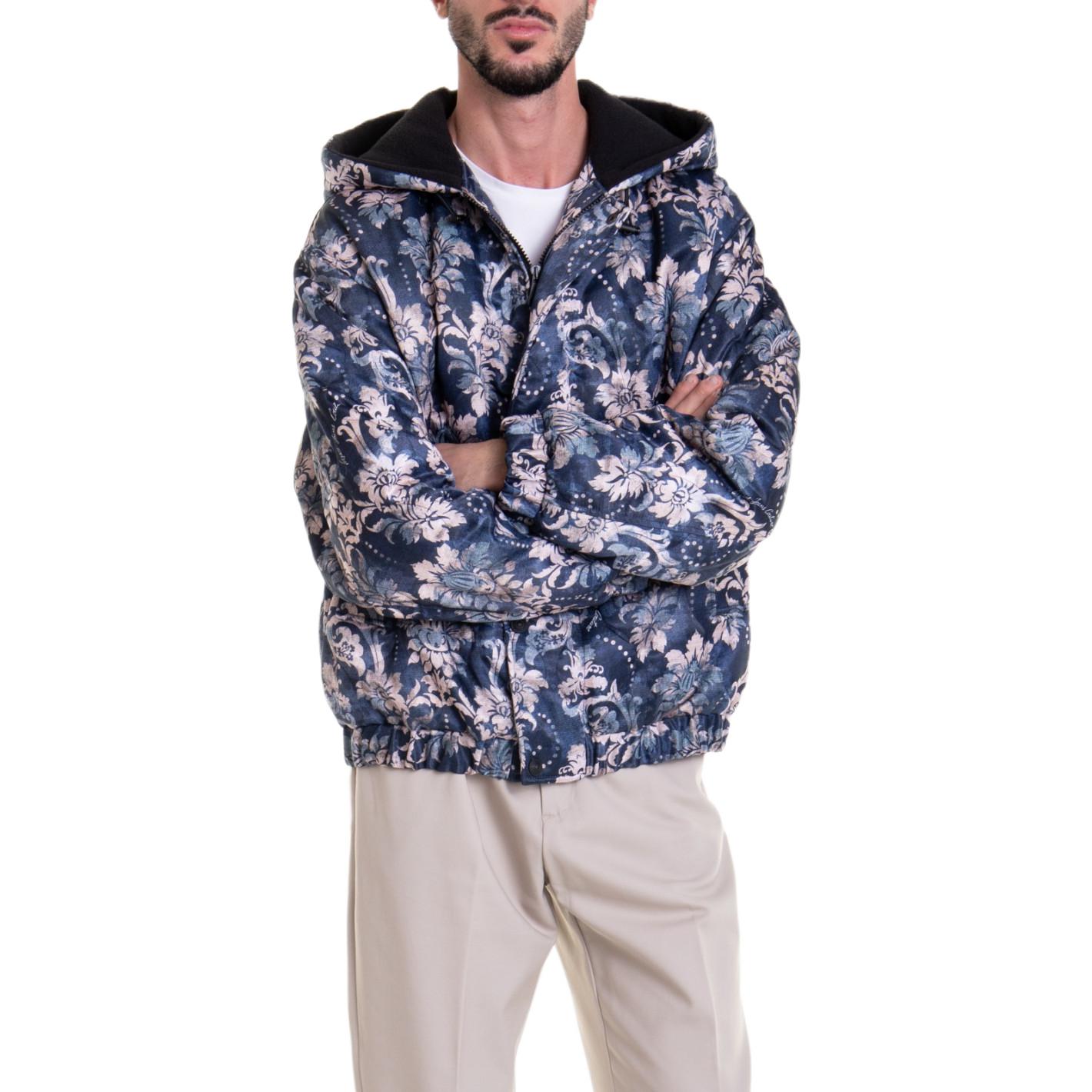 Shop VERSACE JEANS COUTURE FW22 Floral Print Hooded Jacket Blue Men’s. 73GAS401-NH005-259