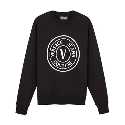 VERSACE JEANS COUTURE FW22 Logo Crewneck Long Sleeve Sweatshirt Black Men. E73GAIT22-ECF00T_E899