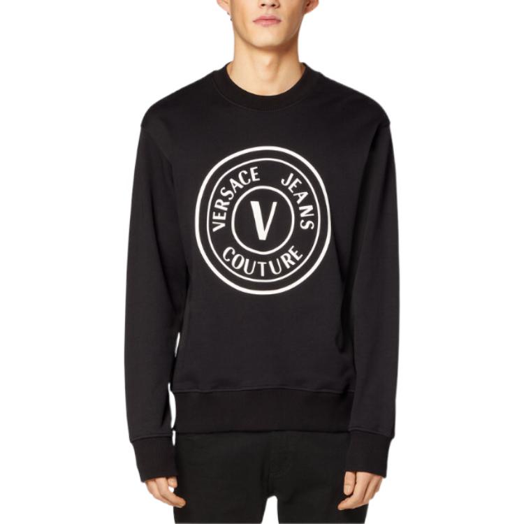 Purchase VERSACE JEANS COUTURE FW22 logo黑色長袖圓領運動衫 男款 E73GAIT22-ECF00T_E899