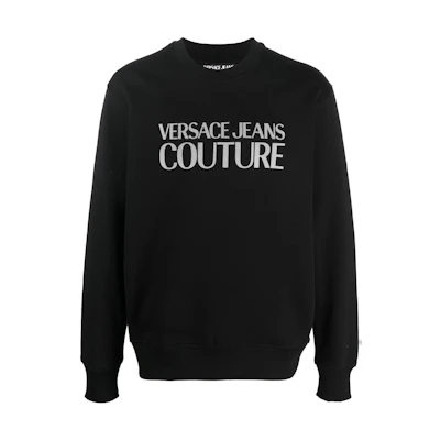 VERSACE JEANS COUTURE FW22 Logo Print Crewneck Long Sleeve Sweatshirt Black. 73GAIT0-1CF00T-C89