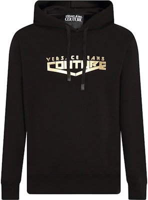 VERSACE JEANS COUTURE FW22 Logo Print Hoodie Black Long Sleeve Sweatshirt 73GAIT30-CF00O-G89 Buy VERSACE JEANS COUTURE FW22 Logo Print Hoodie Black Long Sleeve Sweatshirt 73GAIT30-CF00O-G89