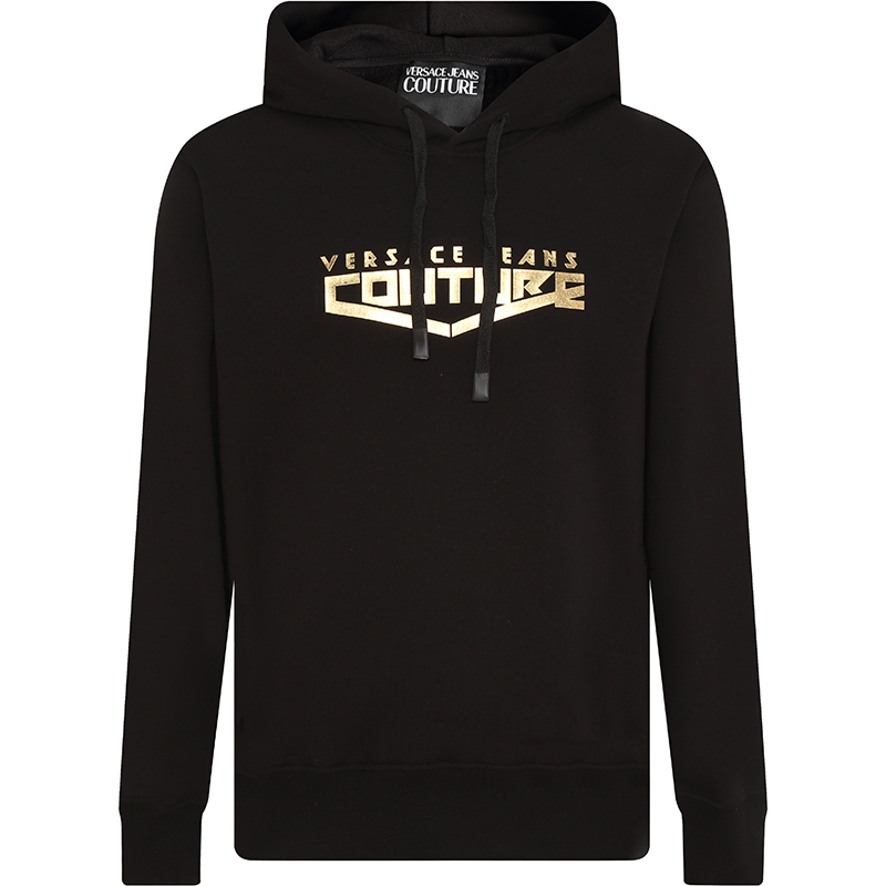 Order VERSACE JEANS COUTURE FW22 Logo Print Hoodie Black  Long Sleeve Sweatshirt 73GAIT30-CF00O-G89