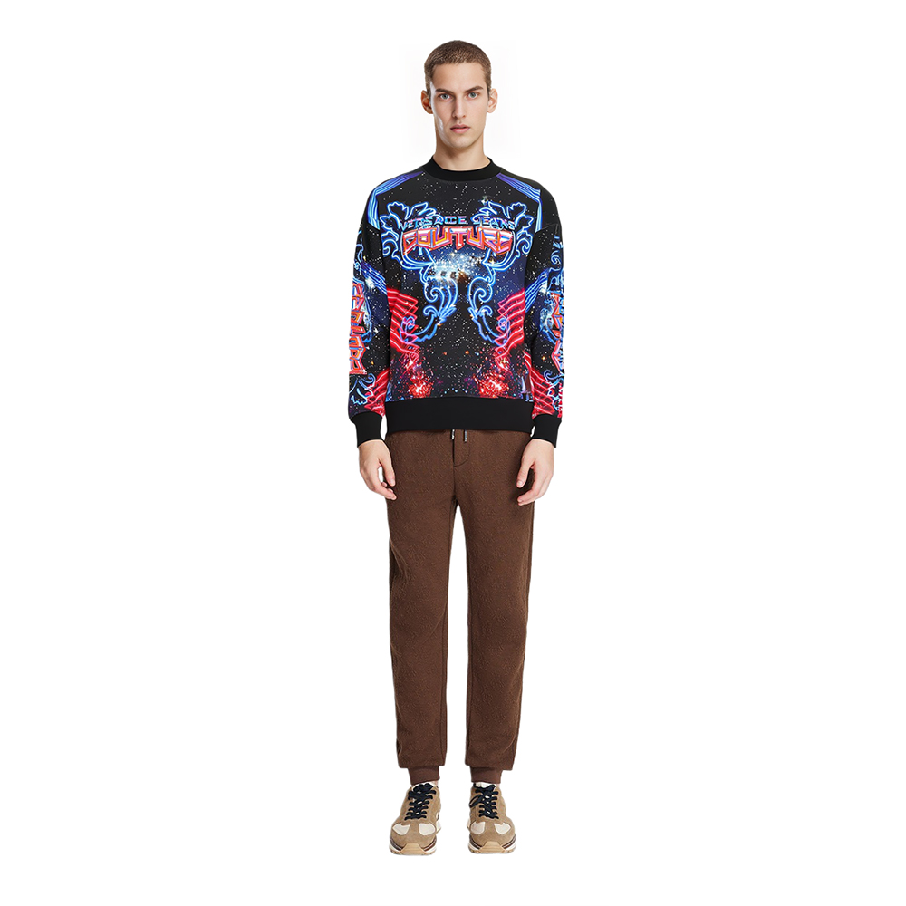 Details for VERSACE JEANS COUTURE FW22 Logo Print Pullover Sweatshirt Black Men. 73GAI3OG-FS054-MS3