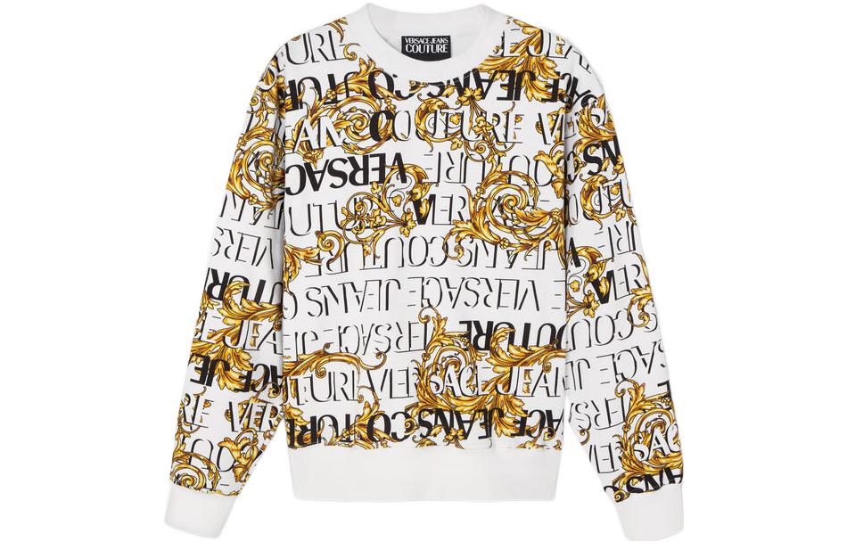 VERSACE JEANS COUTURE FW22 Logo Print White Long Sleeve Sweatshirt Men. E73GAI3R0-EFS041_EG03