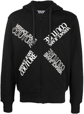 VERSACE JEANS COUTURE FW22 Logo Print Zipper Hoodie Black 73GAIT17CF00O899 Order VERSACE JEANS COUTURE FW22 Logo Print Zipper Hoodie Black 73GAIT17CF00O899