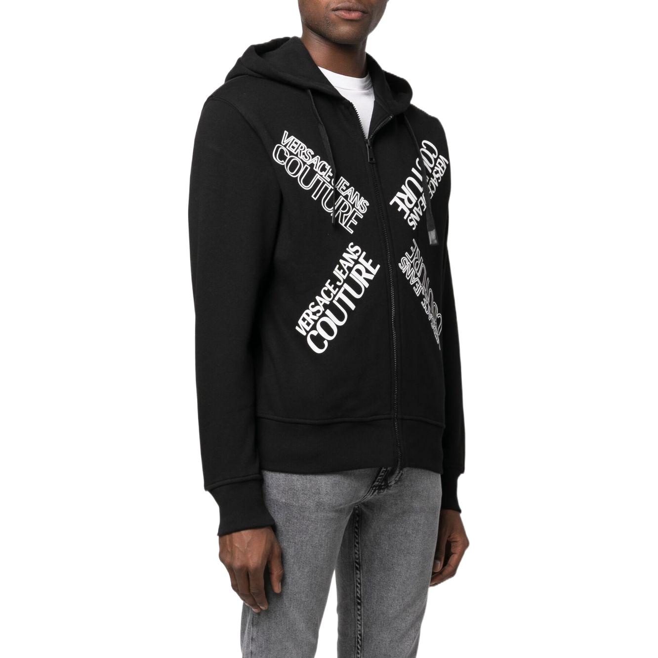 Purchase VERSACE JEANS COUTURE FW22 Logo Print Zipper Hoodie Black 73GAIT17CF00O899