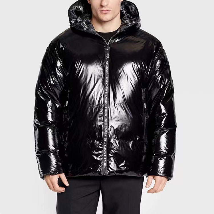 Lookbook VERSACE JEANS COUTURE FW22 Men’s Glossy Black Zip-Up Hooded Jacket 73GAU418CQS5D899