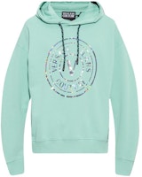 Versace Jeans Couture FW22 Mint Green Logo Print Hoodie Pullover for Men. 73GAIG07-CF00G-132 Versace Jeans Couture FW22 Mint Green Logo Print Hoodie Pullover for Men. 73GAIG07-CF00G-132