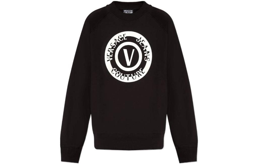 VERSACE JEANS COUTURE FW23  Black Graphic Print Long-Sleeve Sweatshirt 76GAIT06-CF01T-899