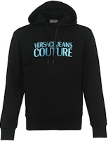 VERSACE JEANS COUTURE FW23 Black Logo Print Drawstring Hoodie 75GAIG01-CF00G-899 VERSACE JEANS COUTURE FW23 Black Logo Print Drawstring Hoodie 75GAIG01-CF00G-899