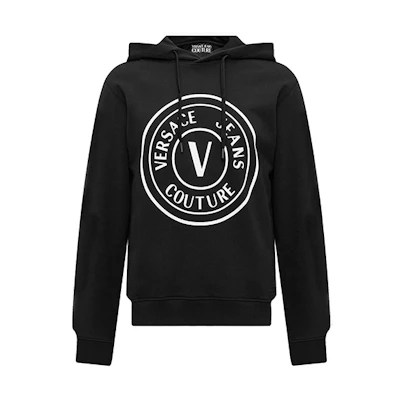 VERSACE JEANS COUTURE FW23 Logo Print Hoodie Black. 75GAIT08-CF06T-899