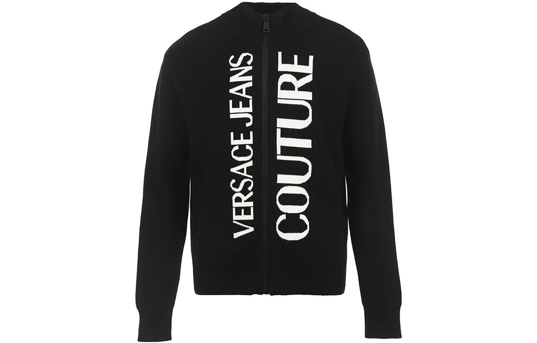 VERSACE JEANS COUTURE FW23 Black Letter Print Knit Zip-Up Sweater Men 75GAFM12-CM11A-A0E 圖 2