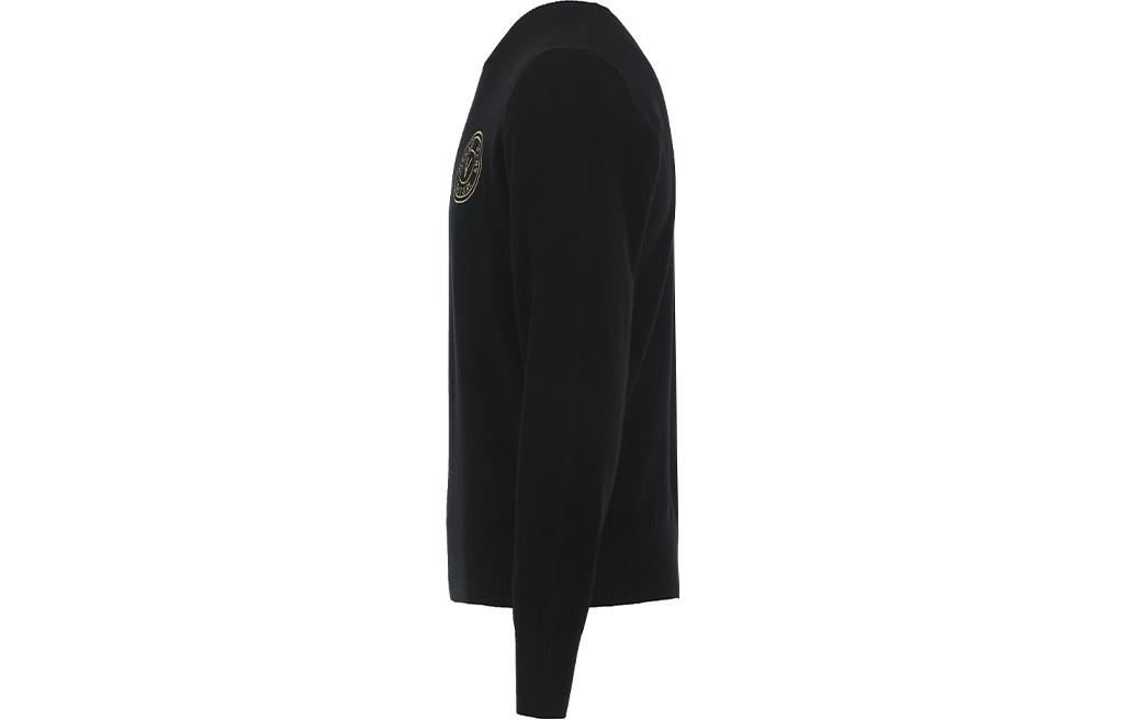VERSACE JEANS COUTURE FW23 Black Logo Embroidered Crewneck Knit Sweater Men 75GAFM00-CM06H-899 圖 4
