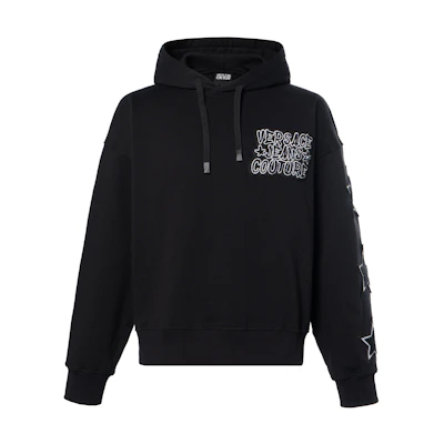 VERSACE JEANS COUTURE FW23 Graphic Print Pullover Sweatshirt Black . 75GAI3C-2F0002-899