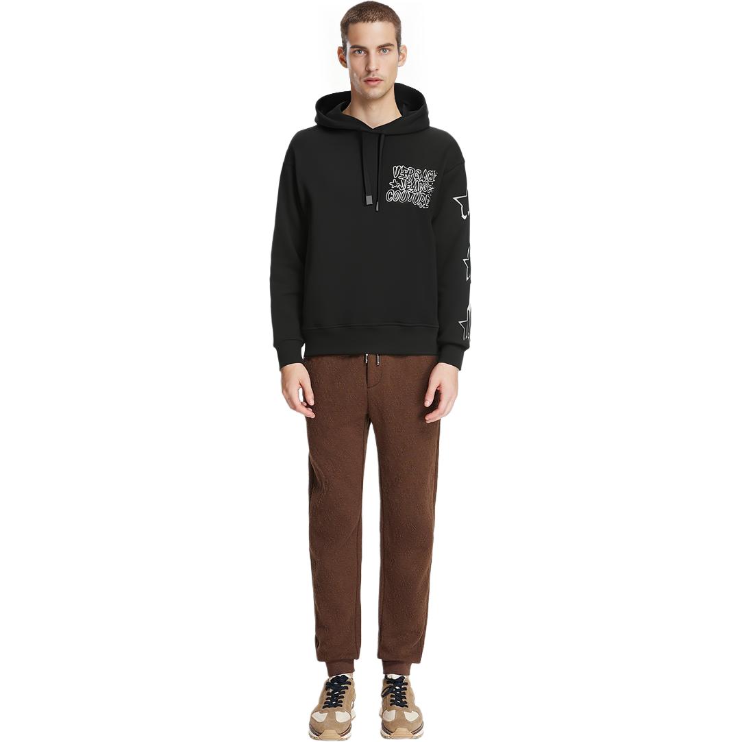 Shop VERSACE JEANS COUTURE FW23 Graphic Print Pullover Sweatshirt Black . 75GAI3C-2F0002-899