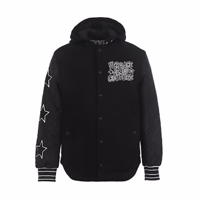 VERSACE JEANS COUTURE FW23 Letter Print Casual Jacket Men’s Black 75GASD13-CFD73-899
