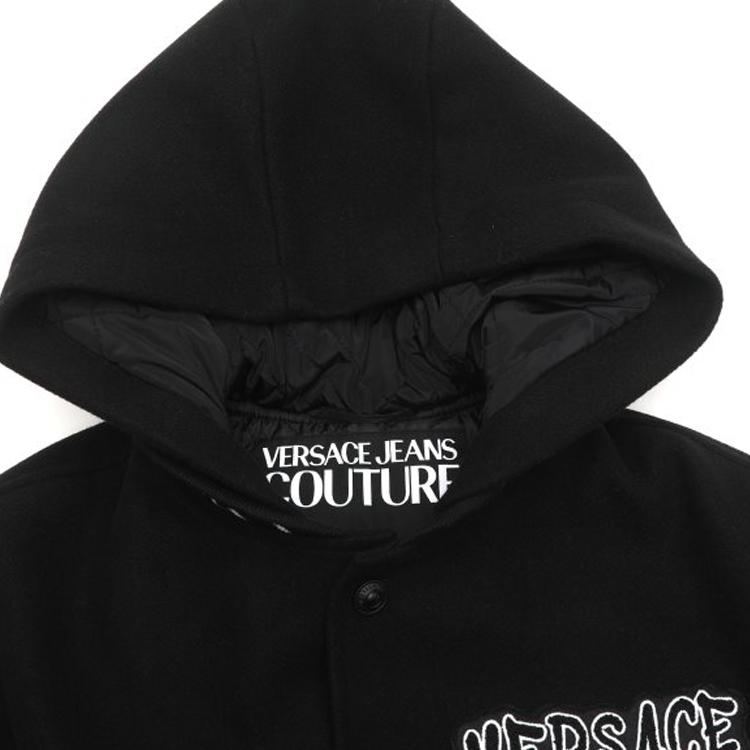 Sizing VERSACE JEANS COUTURE FW23 Letter Print Casual Jacket Men’s Black 75GASD13-CFD73-899