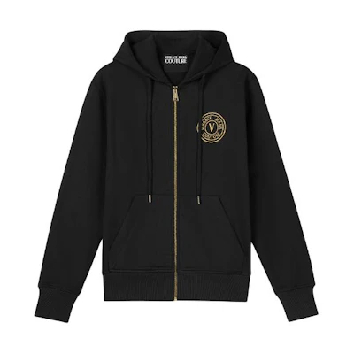 VERSACE JEANS COUTURE FW23 Letter Print Hoodie Jacket Black . E75GAIT06-ECF06T-EG89