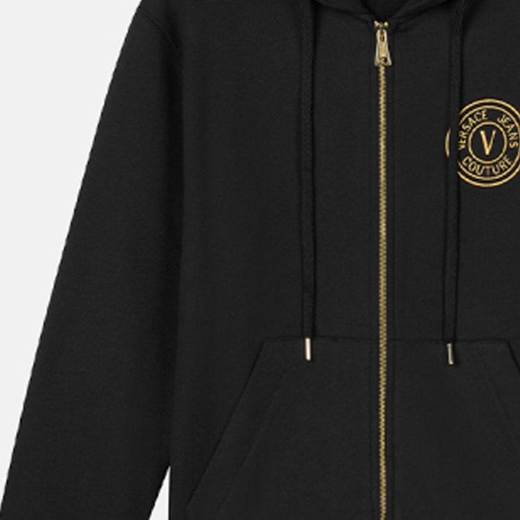 Details for VERSACE JEANS COUTURE FW23 Jaket Hoodie Print Huruf Hitam. E75GAIT06-ECF06T-EG89