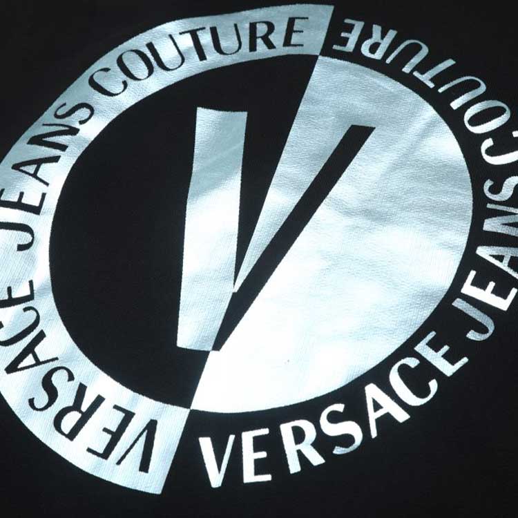 Details for 베르사체 진스 쿠튀르 FW23 로고 프린트 블랙 후디. 75GAIF05-CF03F-899