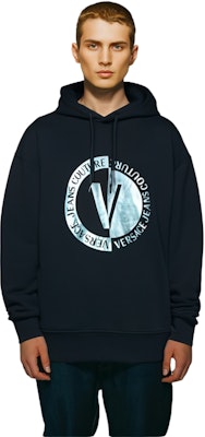 베르사체 진스 쿠튀르 FW23 로고 프린트 블랙 후디. 75GAIF05-CF03F-899 1