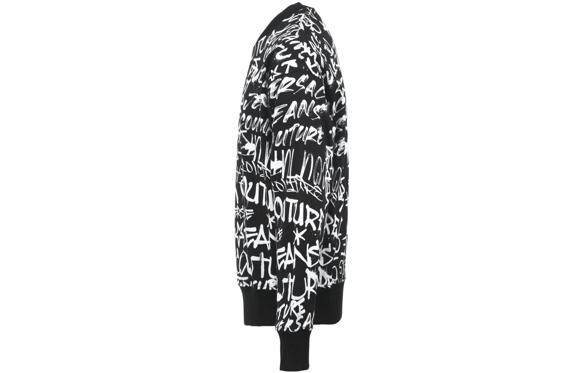 Shop VERSACE JEANS COUTURE FW23 Logo Print Crewneck Sweatshirt Black . 75GAI3O0-FS093-899