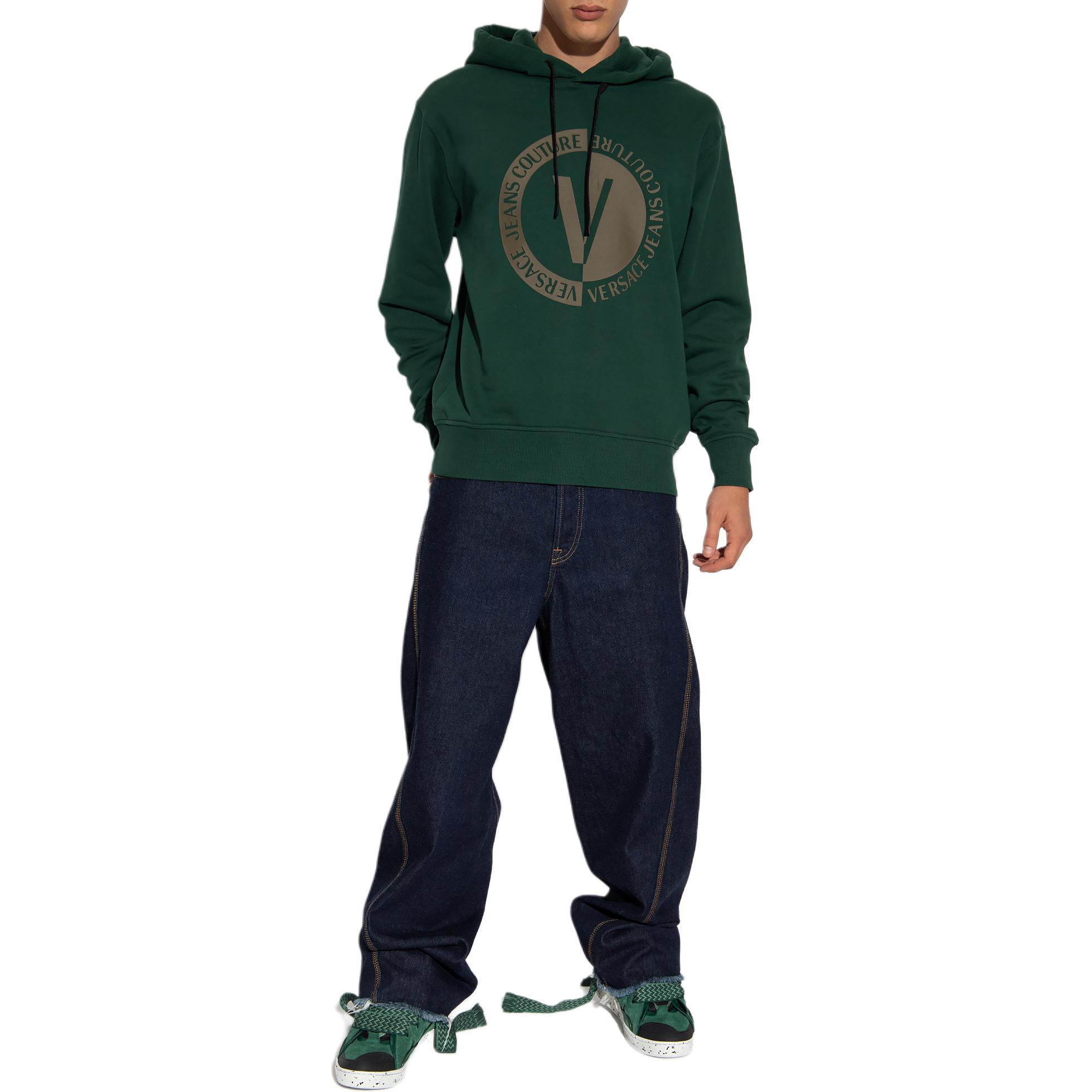 VERSACE JEANS COUTURE FW23 Logo Print Green Hoodie for Men. 75GAIG05-CF00G-119 圖 8
