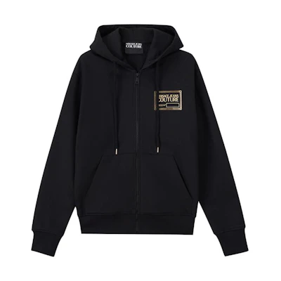 VERSACE JEANS COUTURE FW23 Logo Print Hoodie Jacket Black E75GAIT12-ECF06T-EG89