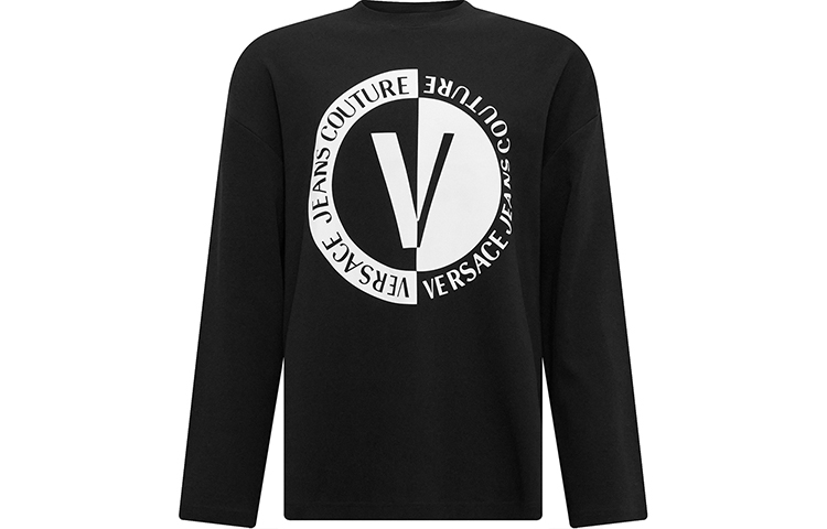 Order VERSACE JEANS COUTURE FW23 Baju-T Logo Lengan Panjang Hitam 75GAHG06-CJ01G-899